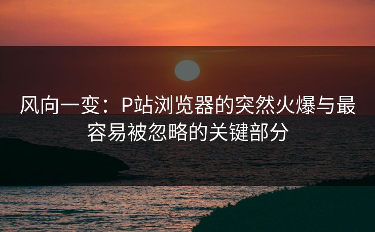 风向一变:P站浏览器的突然火爆与最容易被忽略的关键部分 风向一变:P站浏览器的突然火爆与最容易被忽略的关键部分