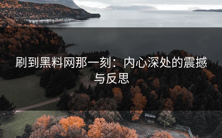 刷到黑料网那一刻：内心深处的震撼与反思